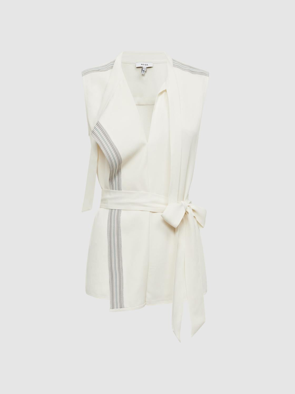 Reiss Tops | Romy Lace V-Neck Blouse Ivory - Women