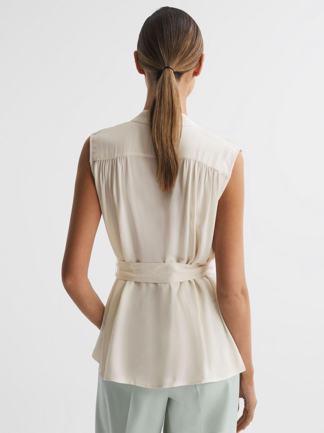 Reiss Tops | Romy Lace V-Neck Blouse Ivory - Women