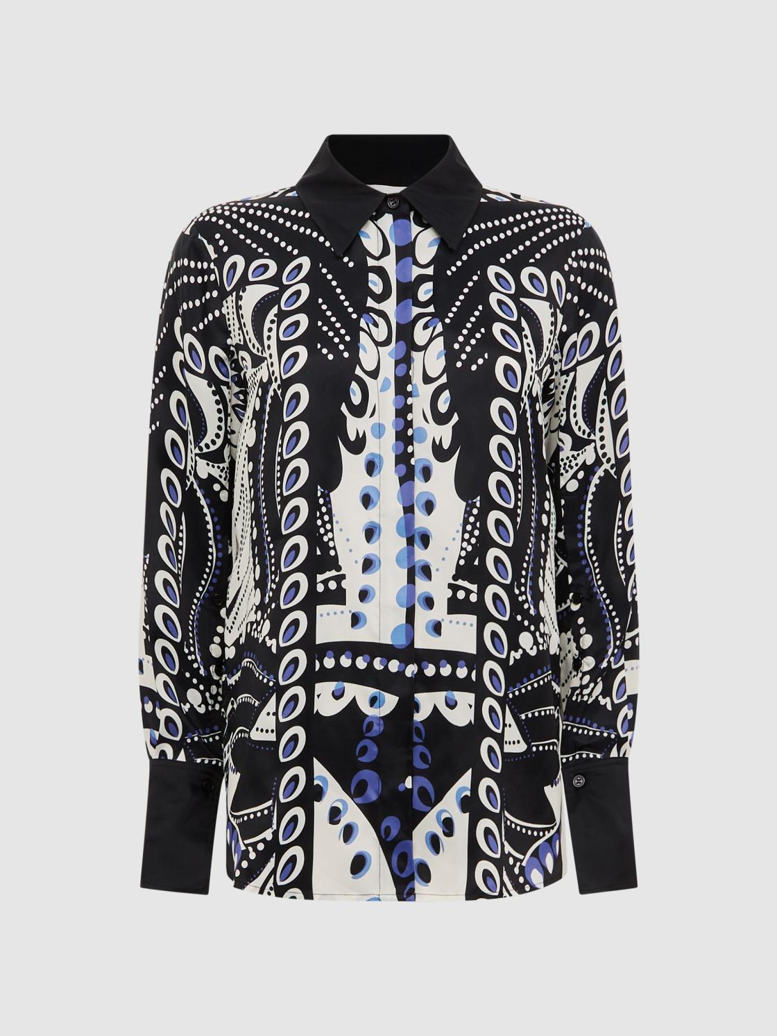 Reiss Tops | Rose Scarf Printed Shirt Navy/white - Women