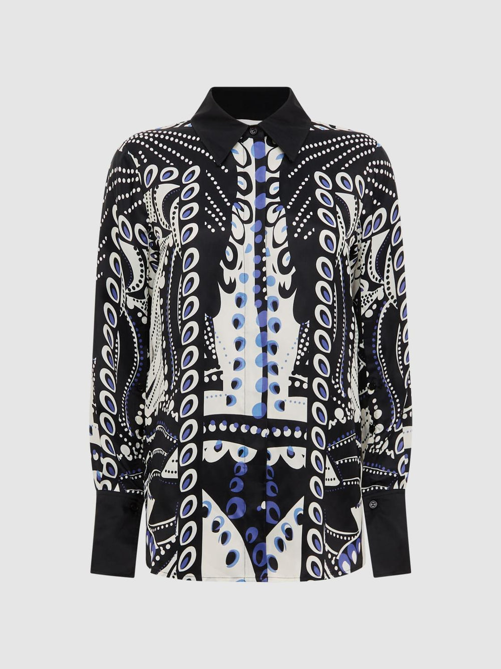 Reiss Tops | Rose Scarf Printed Shirt Navy/white - Women