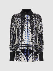 Reiss Tops | Rose Scarf Printed Shirt Navy/white - Women