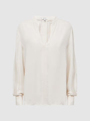 Reiss Tops | Rowan Lace V-Neck Blouse Cream - Women