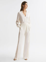 Reiss Tops | Rowan Lace V-Neck Blouse Cream - Women