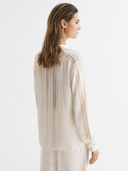 Reiss Tops | Rowan Lace V-Neck Blouse Cream - Women