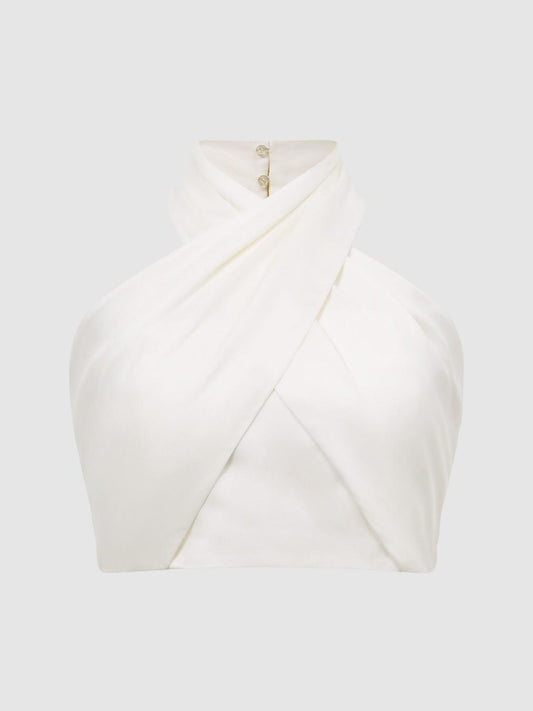 Reiss Tops | Ruby Cropped Halter Occasion Top Orange - Women