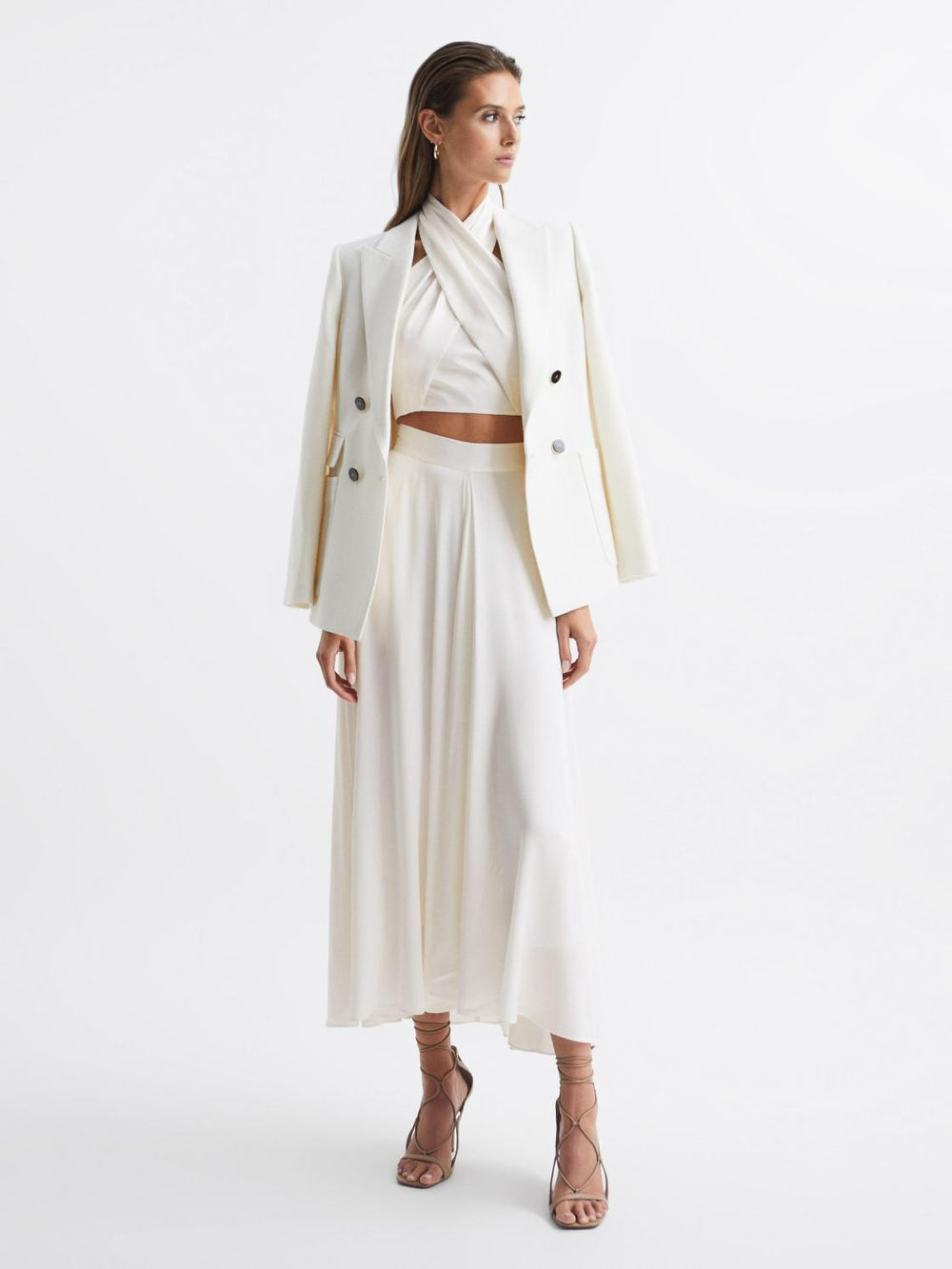 Reiss Tops | Ruby Cropped Halter Occasion Top Orange - Women