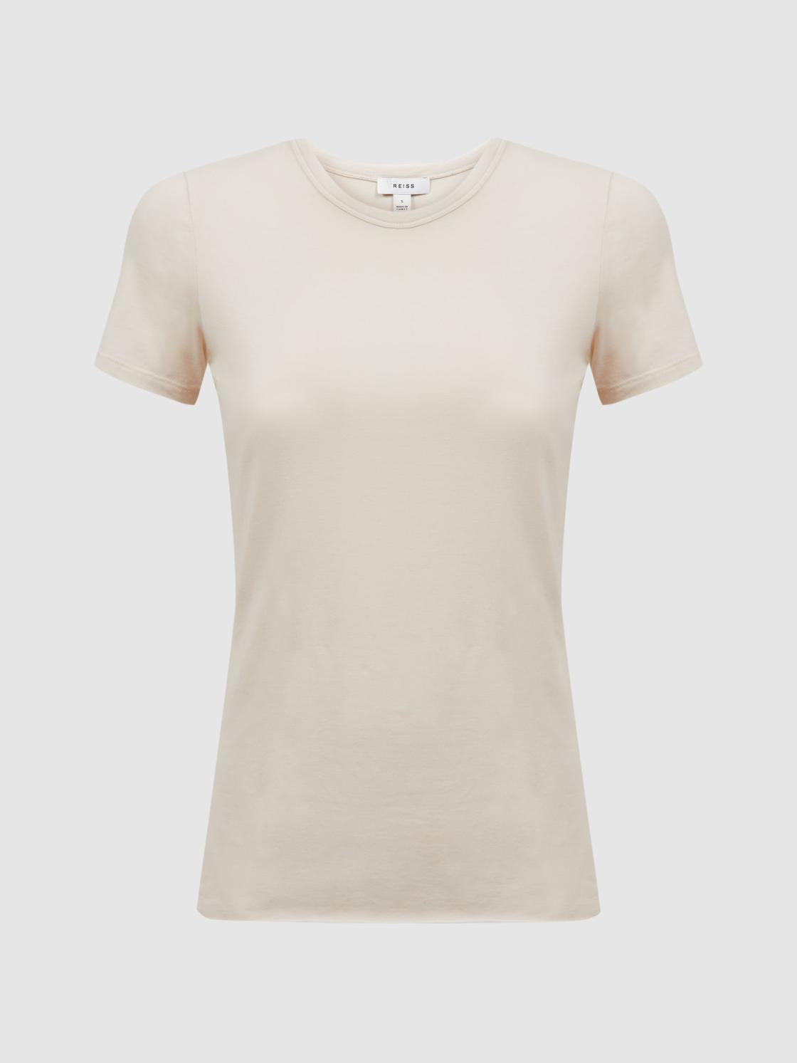 Reiss Tops | Sandy Fitted Cotton Crew Neck T-Shirt Black - Women