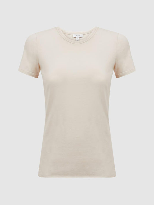 Reiss Tops | Sandy Fitted Cotton Crew Neck T-Shirt Black - Women