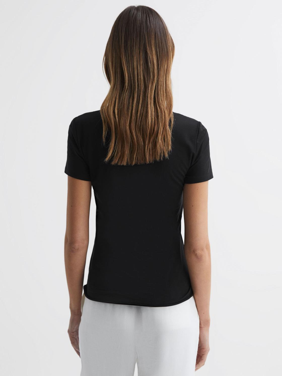 Reiss Tops | Sandy Fitted Cotton Crew Neck T-Shirt Black - Women
