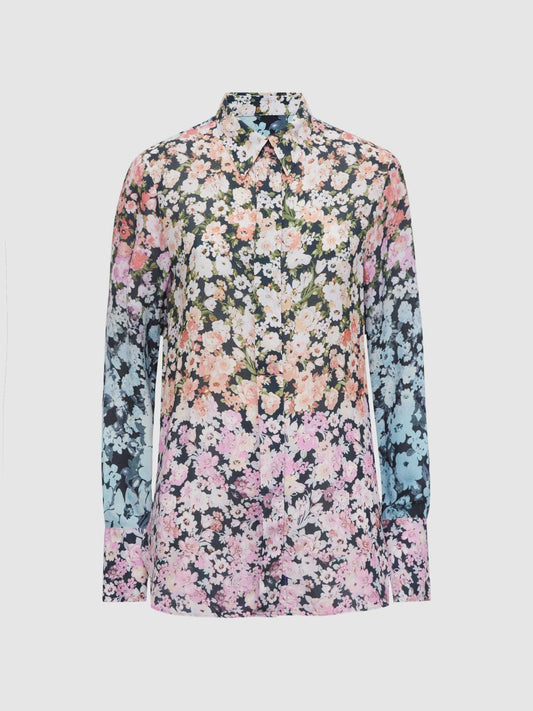 Reiss Tops | Serena Floral Print Concealed Button Shirt Multi - Women