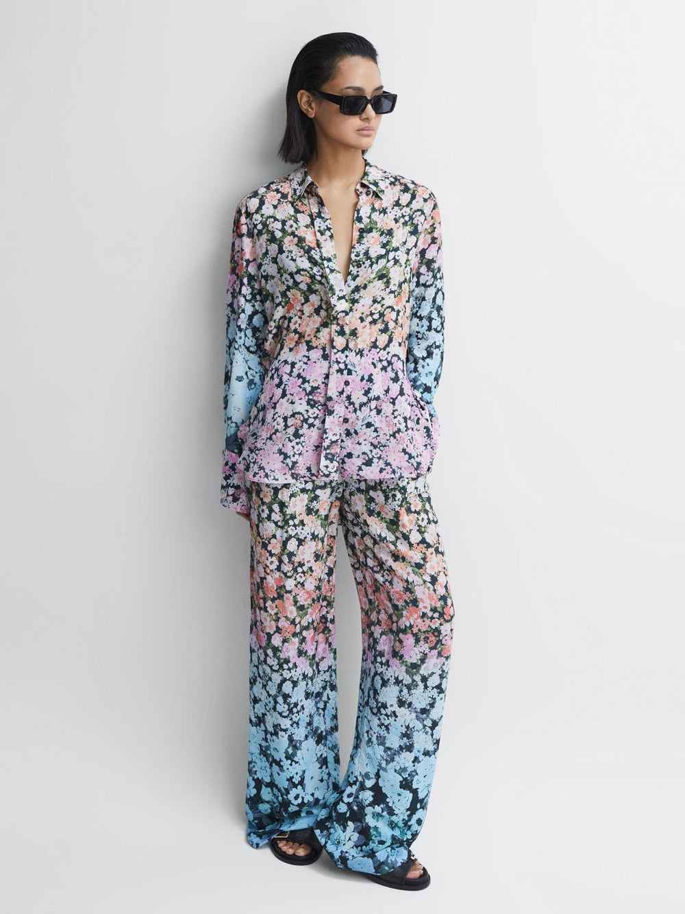 Reiss Tops | Serena Floral Print Concealed Button Shirt Multi - Women