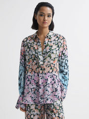 Reiss Tops | Serena Floral Print Concealed Button Shirt Multi - Women
