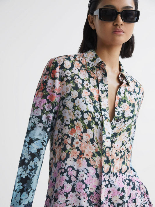 Reiss Tops | Serena Floral Print Concealed Button Shirt Multi - Women