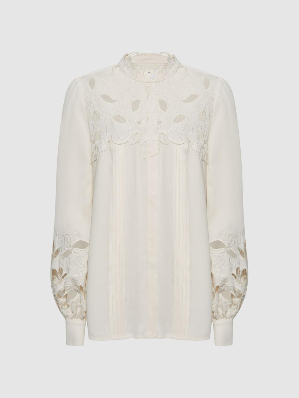 Reiss Tops | Sophie Lace Detail Shirt Blouse Cream - Women