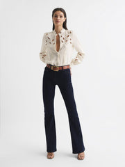 Reiss Tops | Sophie Lace Detail Shirt Blouse Cream - Women