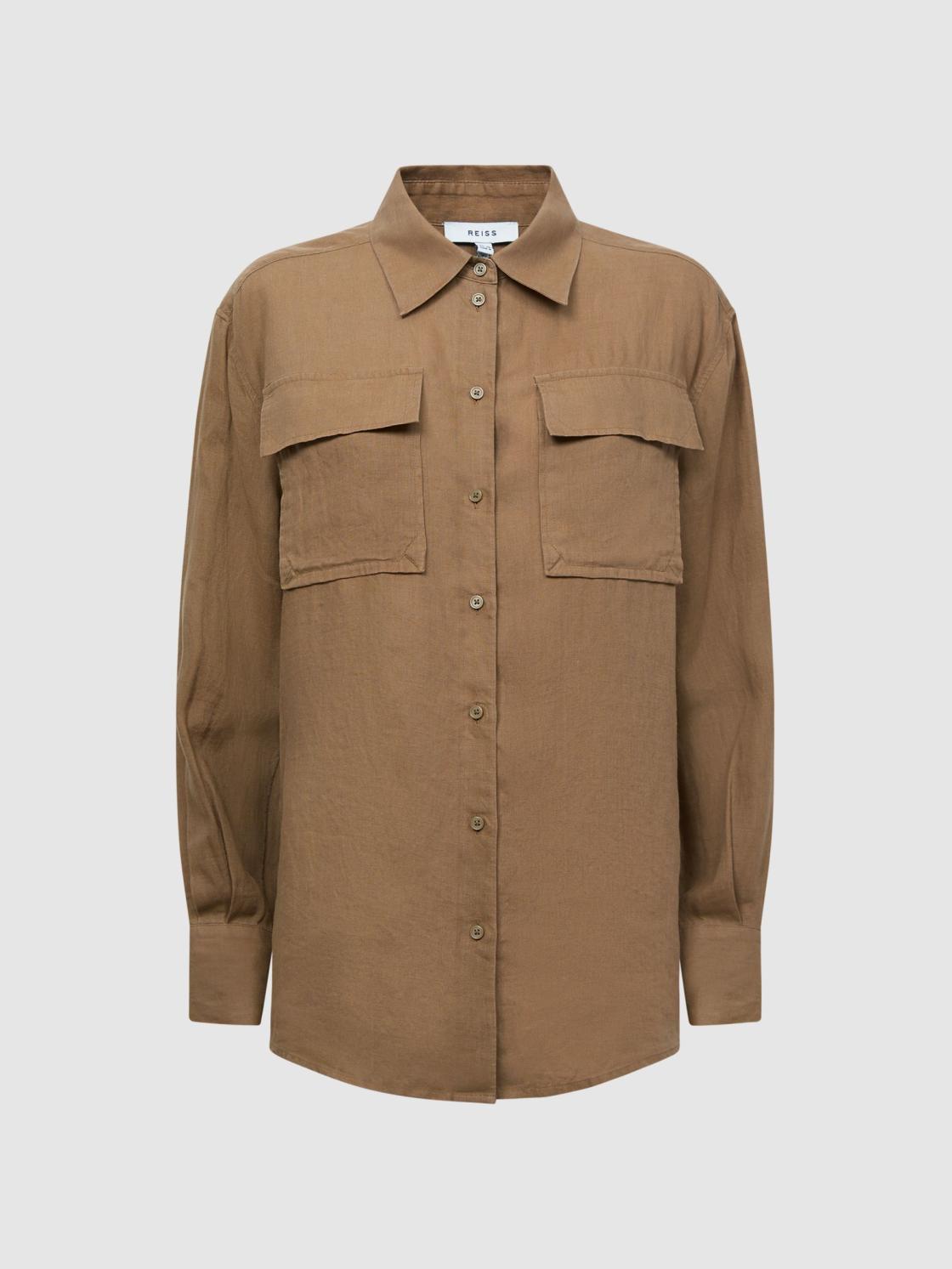 Reiss Tops | Soul Linen Safari Shirt Neutral - Women