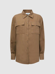 Reiss Tops | Soul Linen Safari Shirt Neutral - Women