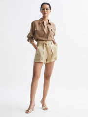 Reiss Tops | Soul Linen Safari Shirt Neutral - Women