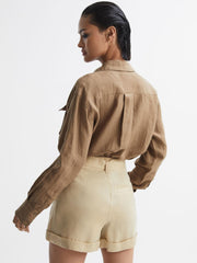 Reiss Tops | Soul Linen Safari Shirt Neutral - Women