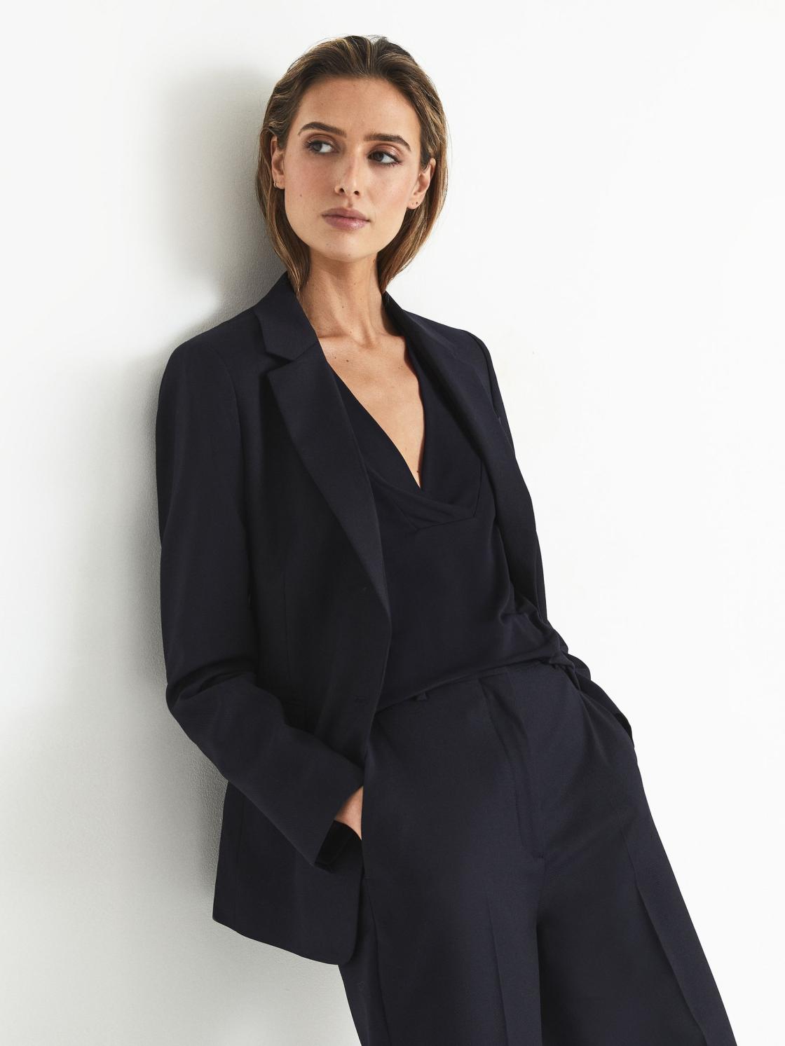 Reiss Tops | Taylor V-Neck Shell Blouse Navy - Women