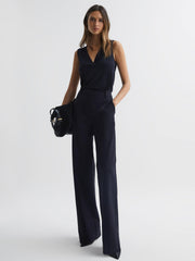 Reiss Tops | Taylor V-Neck Shell Blouse Navy - Women