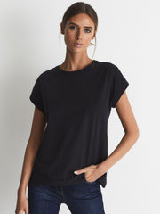 Reiss Tops | Tereza Crew T-Shirt Black - Women