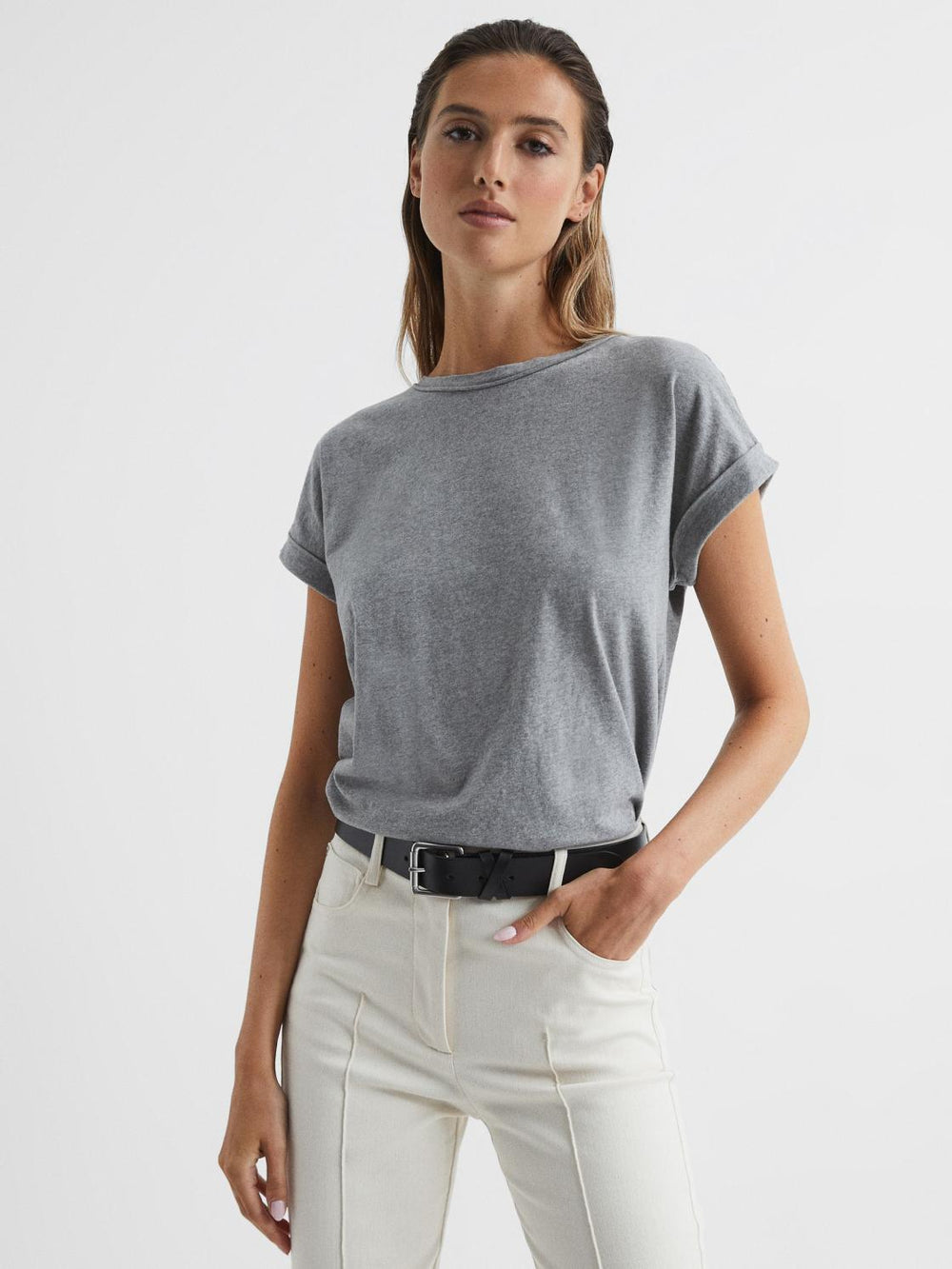 Reiss Tops | Tereza Crew T-Shirt Black - Women