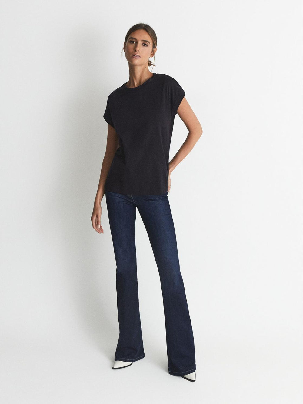 Reiss Tops | Tereza Crew T-Shirt Black - Women