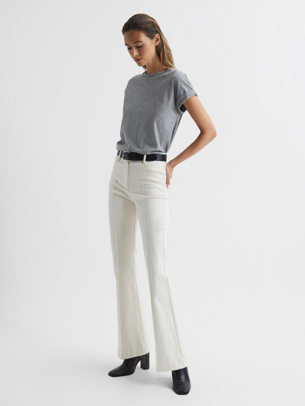 Reiss Tops | Tereza Crew T-Shirt Black - Women