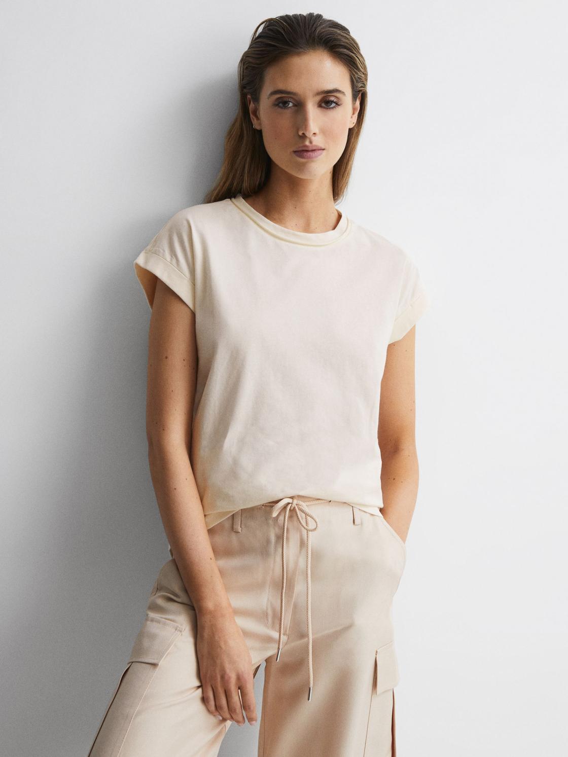 Reiss Tops | Tereza Crew T-Shirt Cream - Women