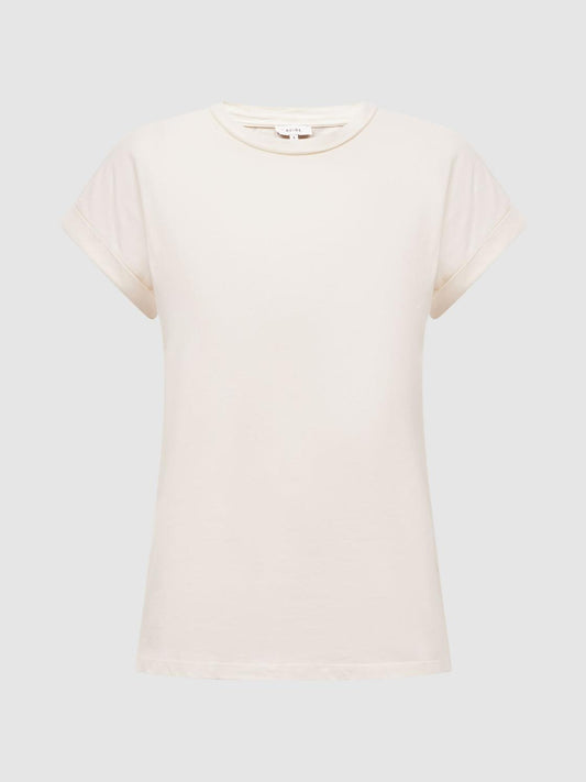 Reiss Tops | Tereza Crew T-Shirt Cream - Women