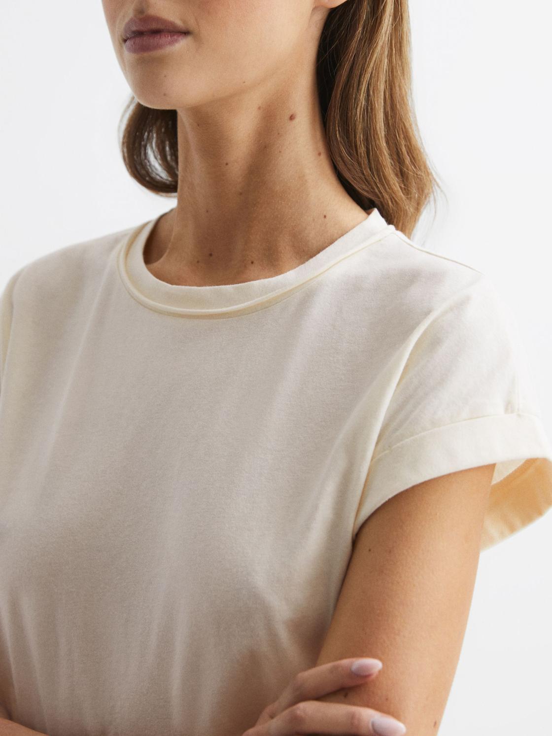 Reiss Tops | Tereza Crew T-Shirt Cream - Women