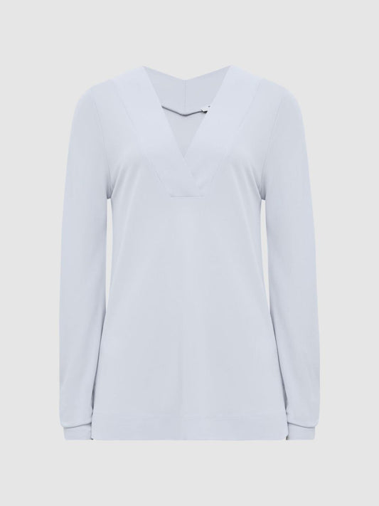 Reiss Tops | Tillie V-Neck Long Sleeve Blouse Black - Women