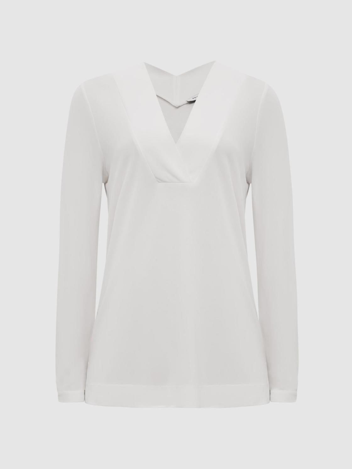 Reiss Tops | Tillie V-Neck Long Sleeve Blouse Black - Women