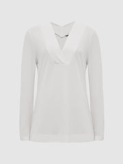 Reiss Tops | Tillie V-Neck Long Sleeve Blouse Black - Women