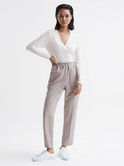 Reiss Tops | Tillie V-Neck Long Sleeve Blouse Black - Women