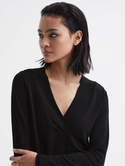 Reiss Tops | Tillie V-Neck Long Sleeve Blouse Black - Women