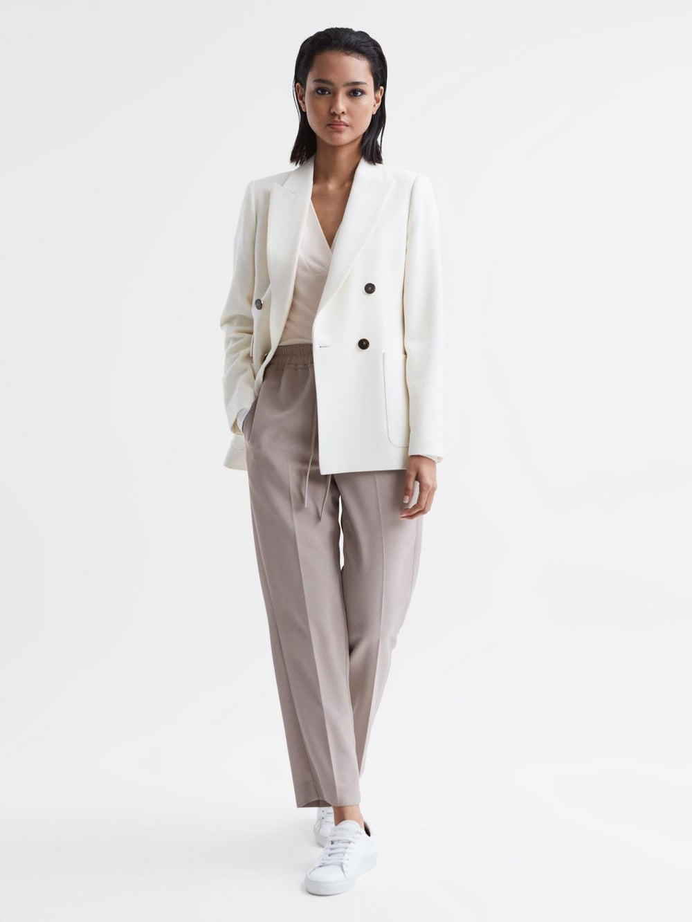 Reiss Tops | Tillie V-Neck Long Sleeve Blouse Black - Women