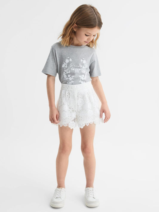 Reiss Tops &amp; Tshirts | Bobbi Motif Crew Neck T-Shirt Grey Marl - Children