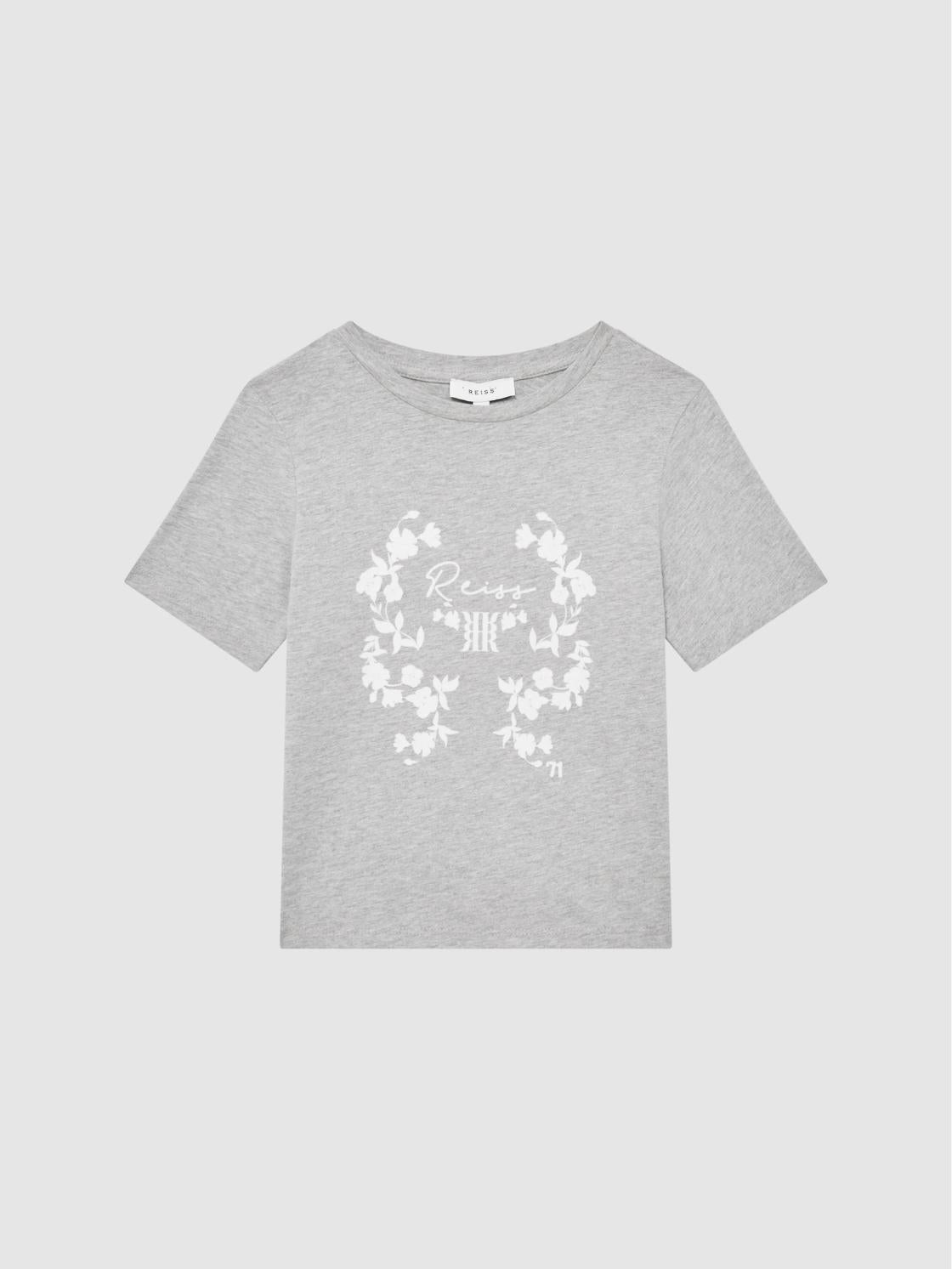 Reiss Tops &amp; Tshirts | Bobbi Motif Crew Neck T-Shirt Grey Marl - Children