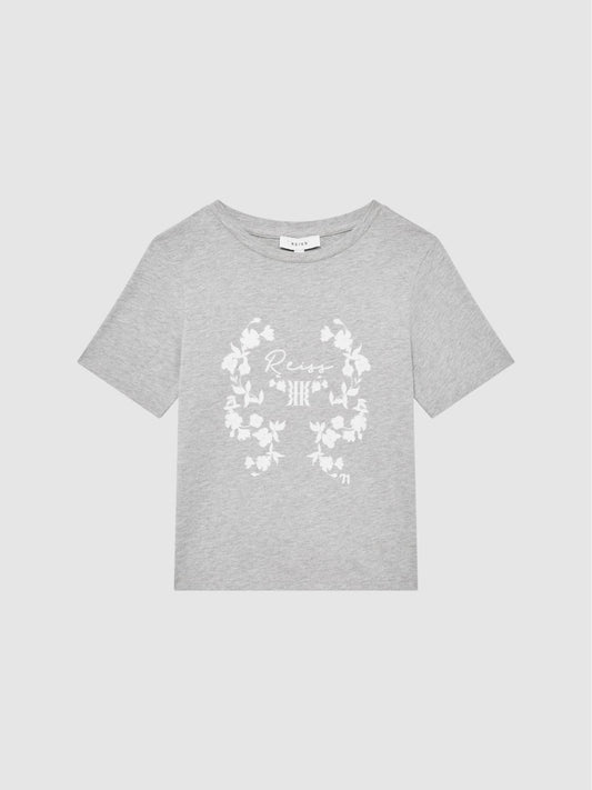 Reiss Tops &amp; Tshirts | Bobbi Motif Crew Neck T-Shirt Grey Marl - Children