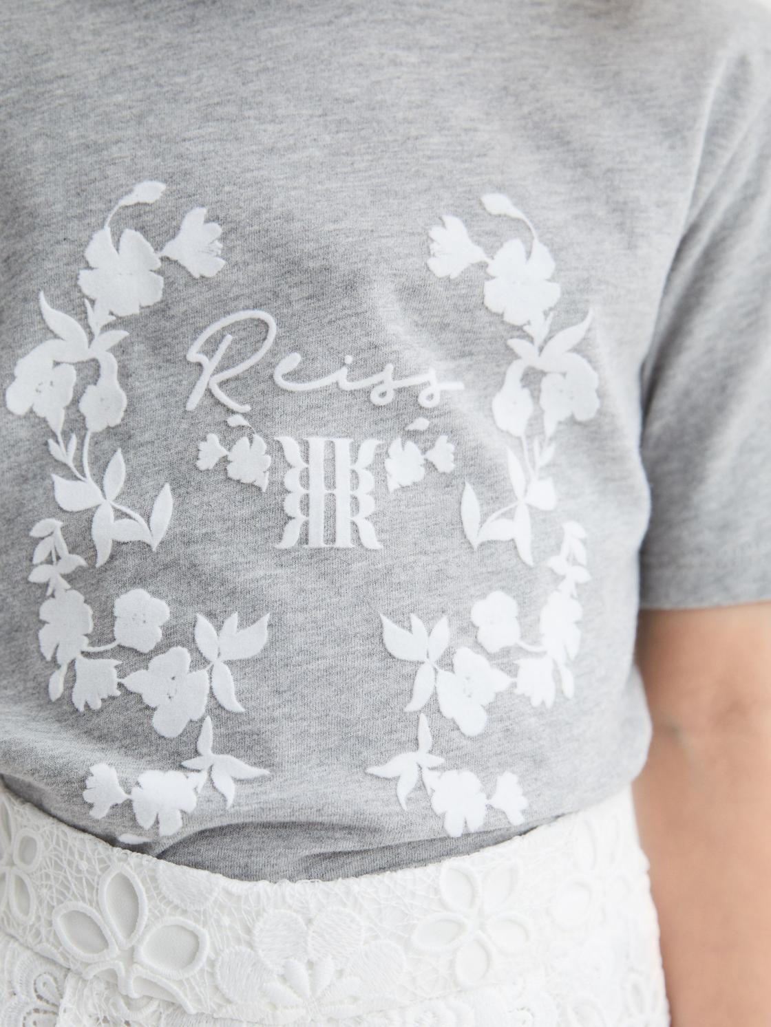 Reiss Tops &amp; Tshirts | Bobbi Motif Crew Neck T-Shirt Grey Marl - Children