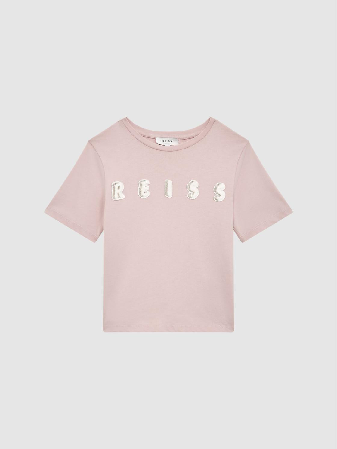 Reiss Tops &amp; Tshirts | Bobbi Motif Crew Neck T-Shirt Pale Pink - Children