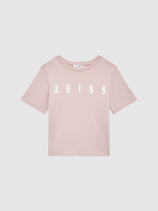 Reiss Tops &amp; Tshirts | Bobbi Motif Crew Neck T-Shirt Pale Pink - Children