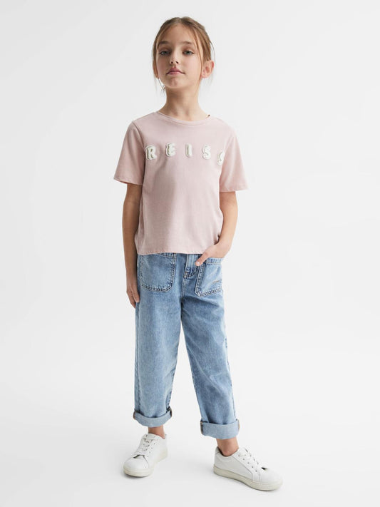 Reiss Tops &amp; Tshirts | Bobbi Motif Crew Neck T-Shirt Pale Pink - Children