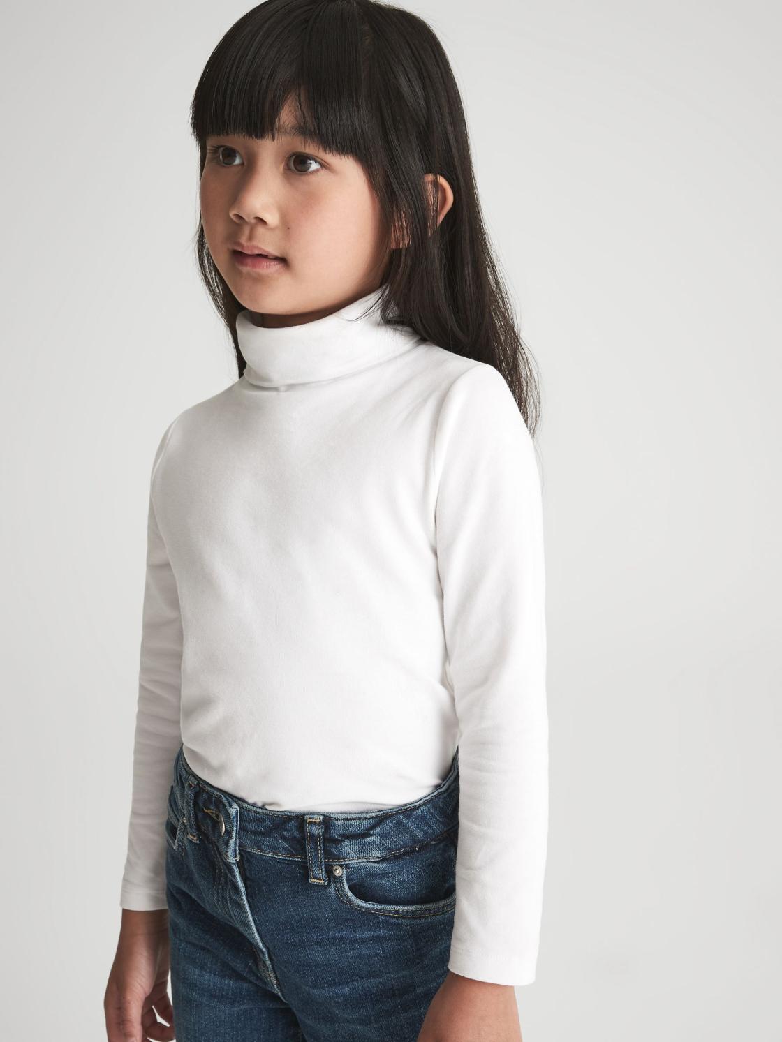 Reiss Tops &amp; Tshirts | Carey Roll Neck Long Sleeve Top Ivory - Children