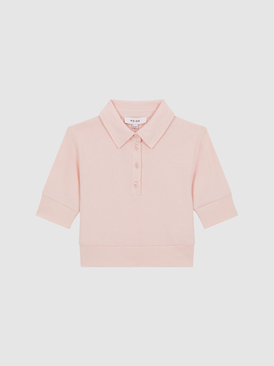 Reiss Tops &amp; Tshirts | Eva Cropped Polo Shirt Pink - Children