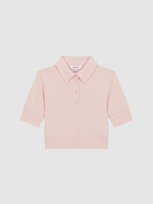 Reiss Tops &amp; Tshirts | Eva Cropped Polo Shirt Pink - Children