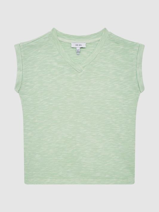 Reiss Tops &amp; Tshirts | Freddie Jersey V-Neck T-Shirt Aqua - Children