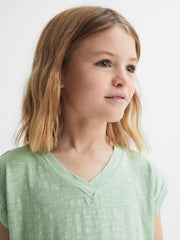 Reiss Tops &amp; Tshirts | Freddie Jersey V-Neck T-Shirt Aqua - Children